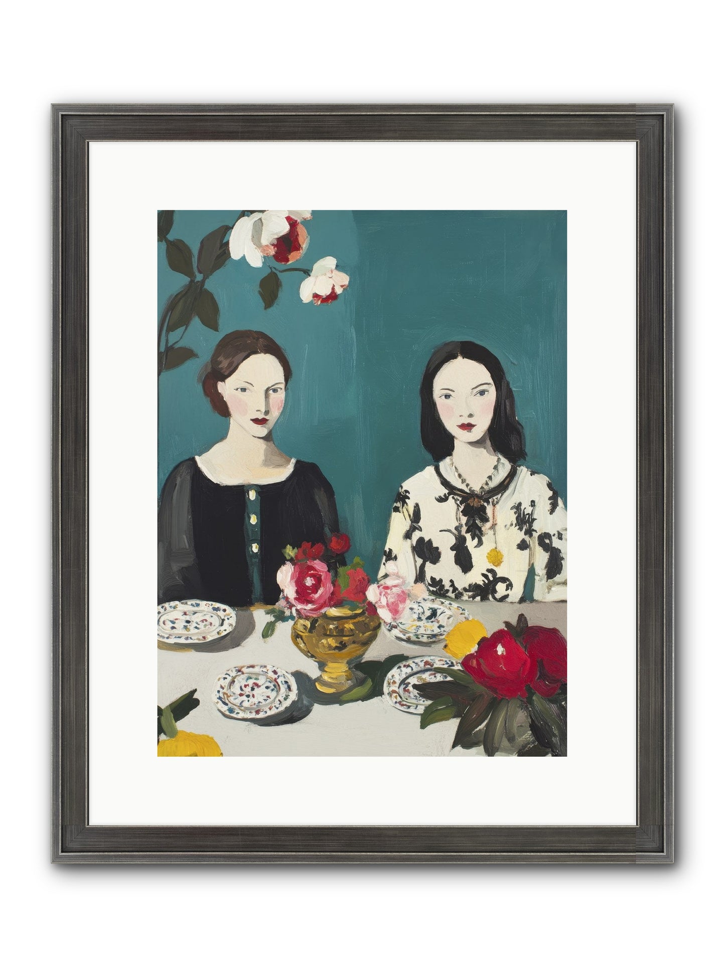 The French Table Framed Print - Slimwoods Black/Silver 12x16