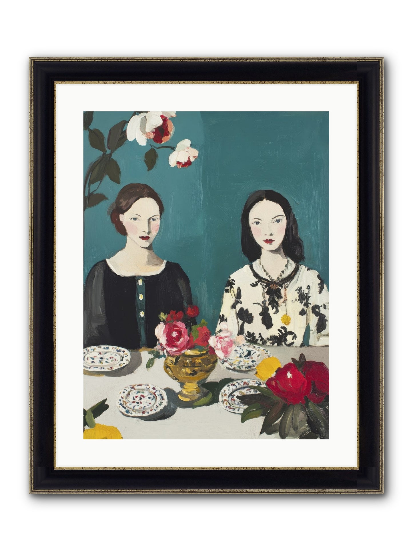 The French Table Framed Print - Black & Gold 18x24