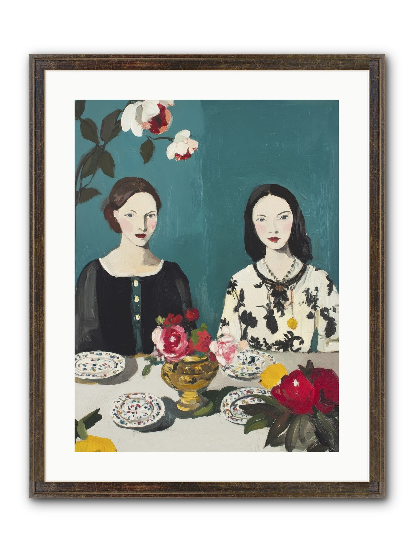 The French Table Framed Print - Slimwoods Black/Gold 18x24