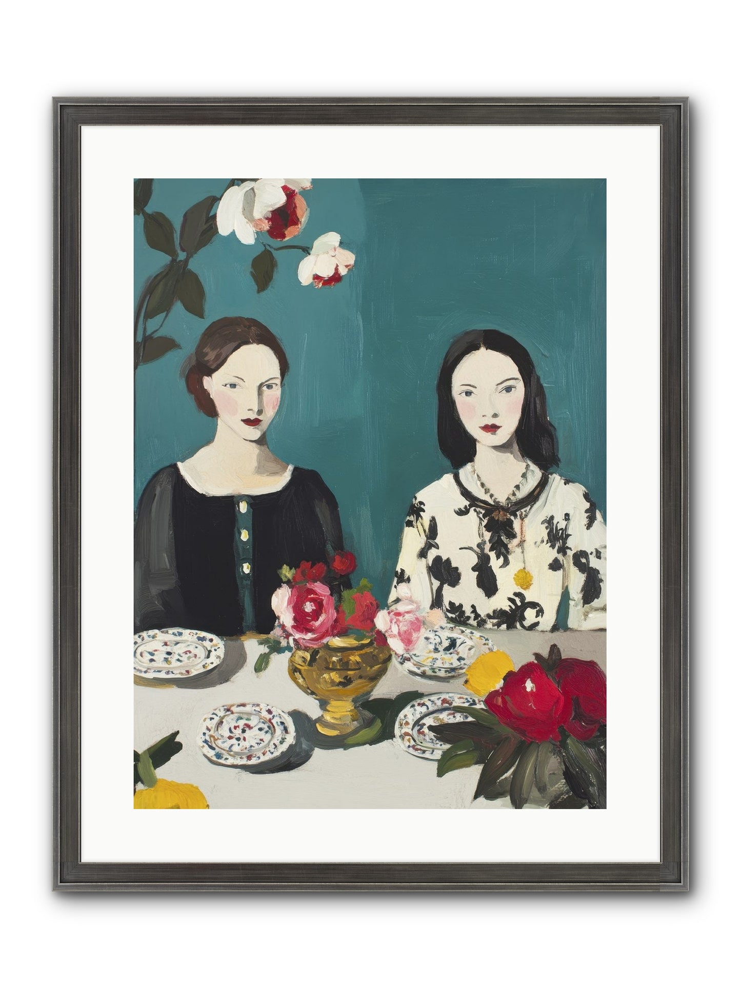 The French Table Framed Print - Slimwoods Black/Silver 18x24