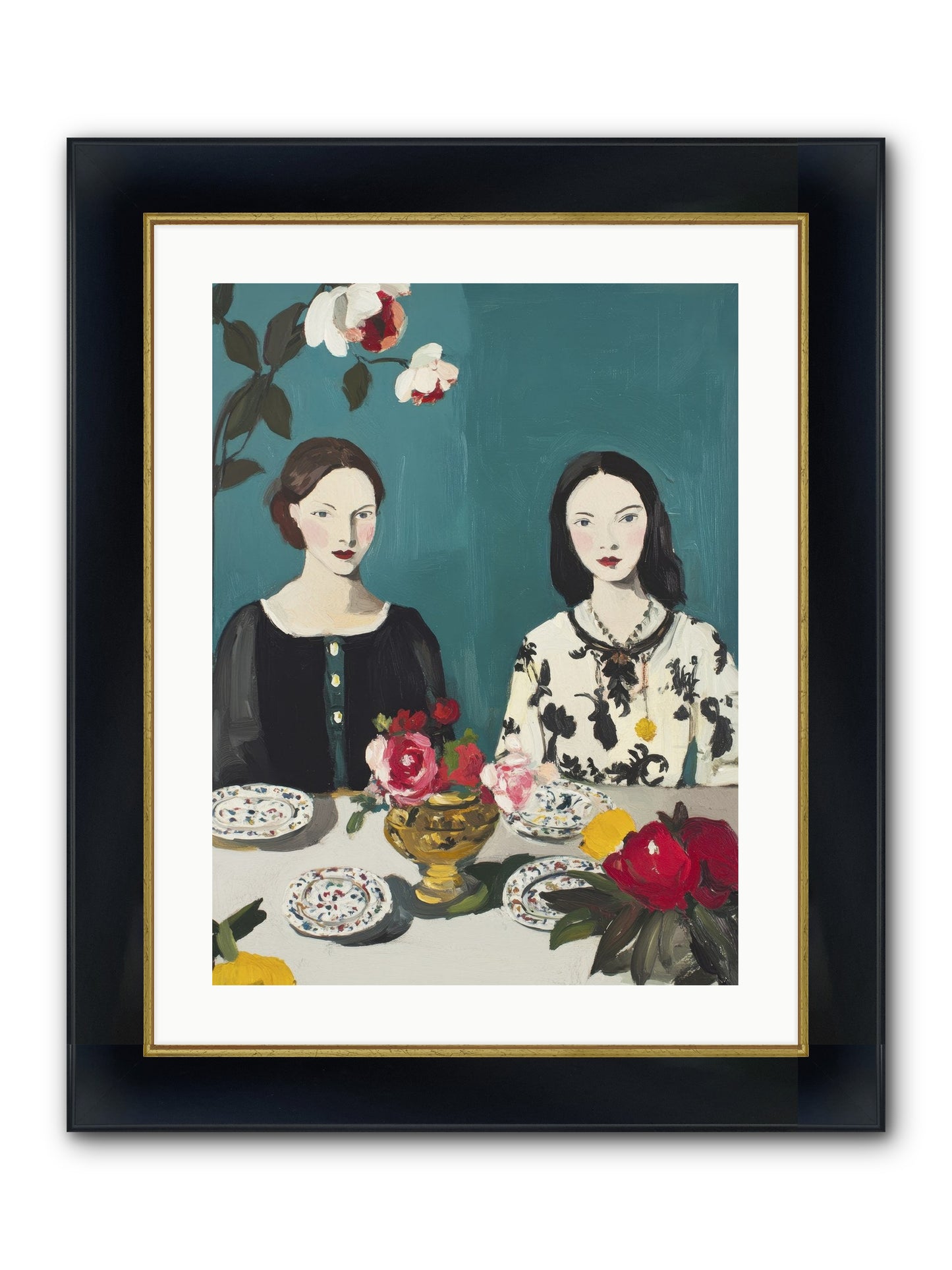 The French Table Framed Print - Wide Black w/Gold 18x24