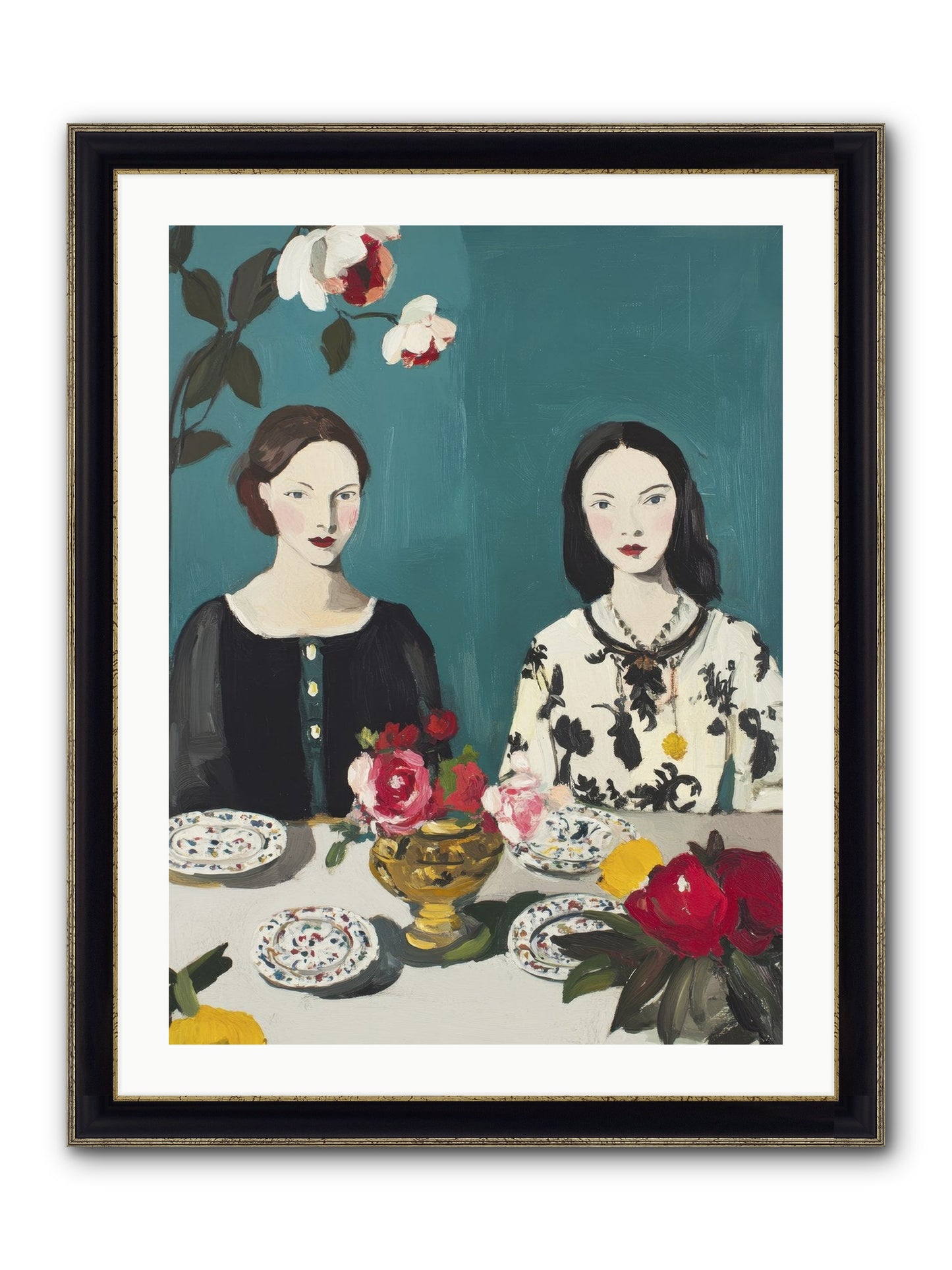 The French Table Framed Print - Black & Gold 24x32