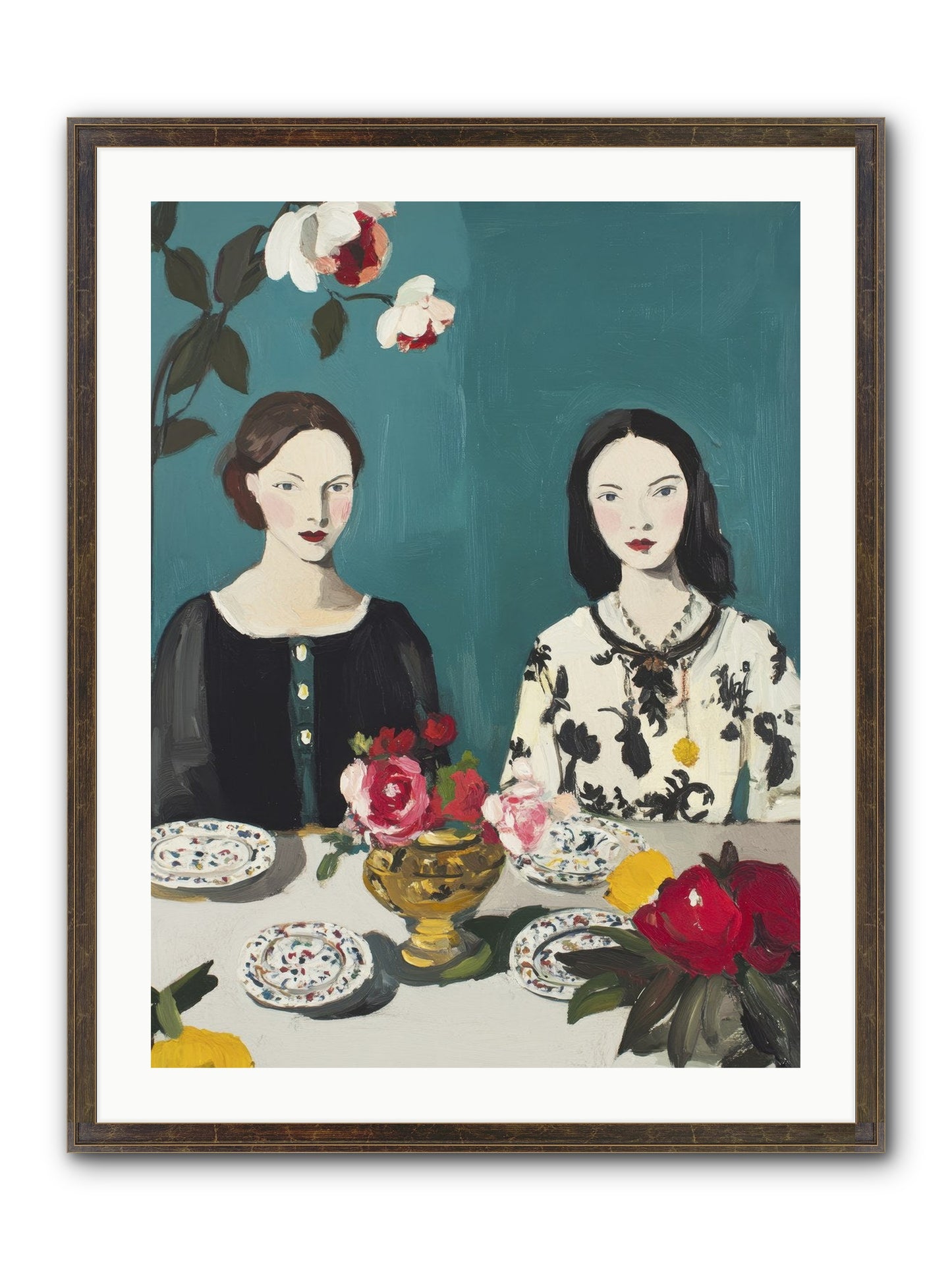 The French Table Framed Print - Slimwoods Black/Gold 24x32