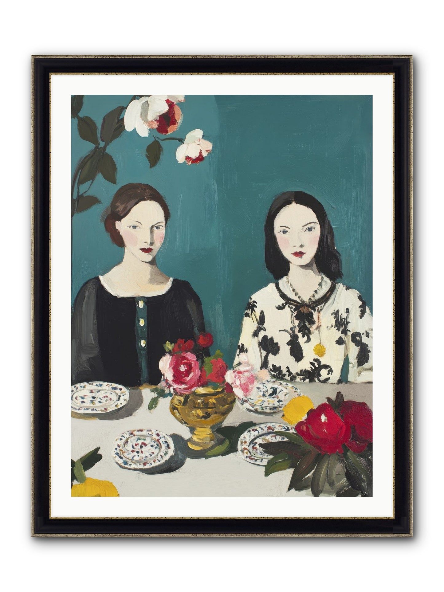 The French Table Framed Print - Black & Gold 30x40