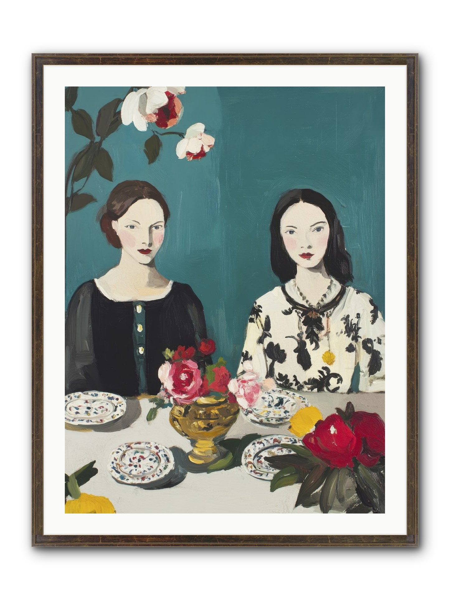 The French Table Framed Print - Slimwoods Black/Gold 30x40