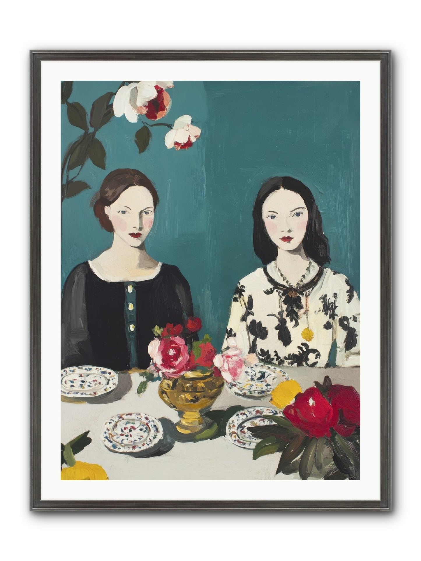 The French Table Framed Print - Slimwoods Black/Silver 30x40