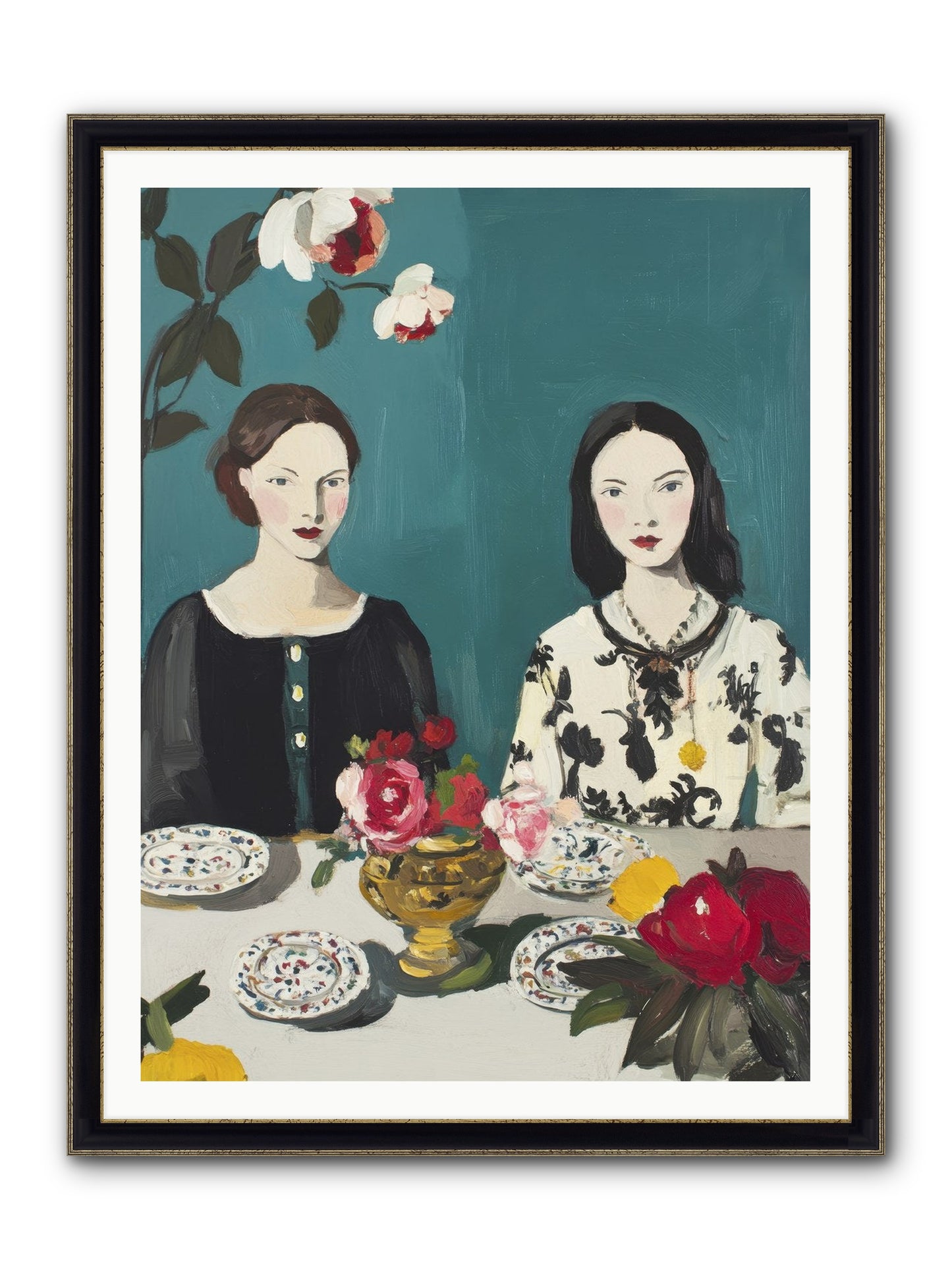 The French Table Framed Print - Black & Gold 36x48