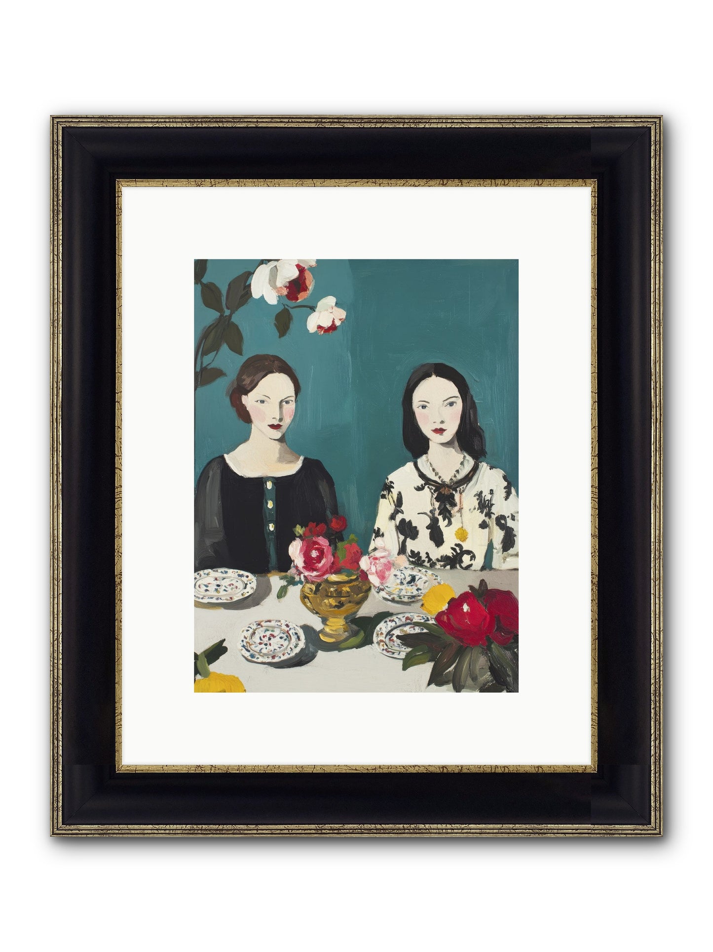 The French Table Framed Print - Black & Gold 9x12