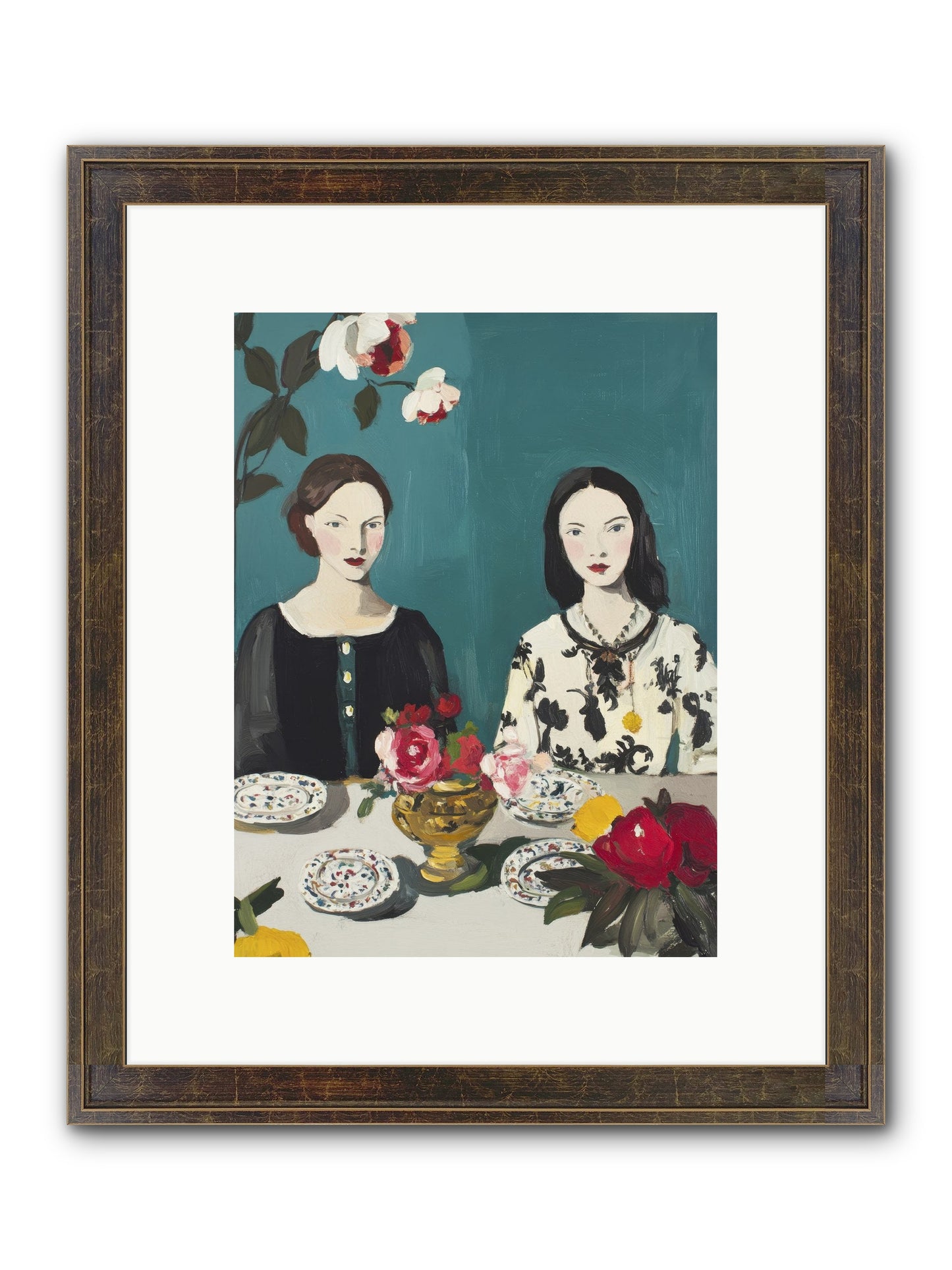 The French Table Framed Print - Slimwoods Black/Gold 9x12