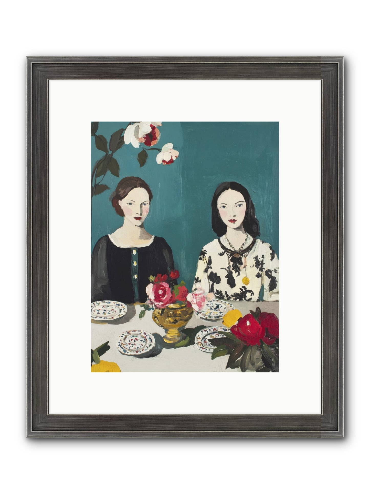 The French Table Framed Print - Slimwoods Black/Silver 9x12