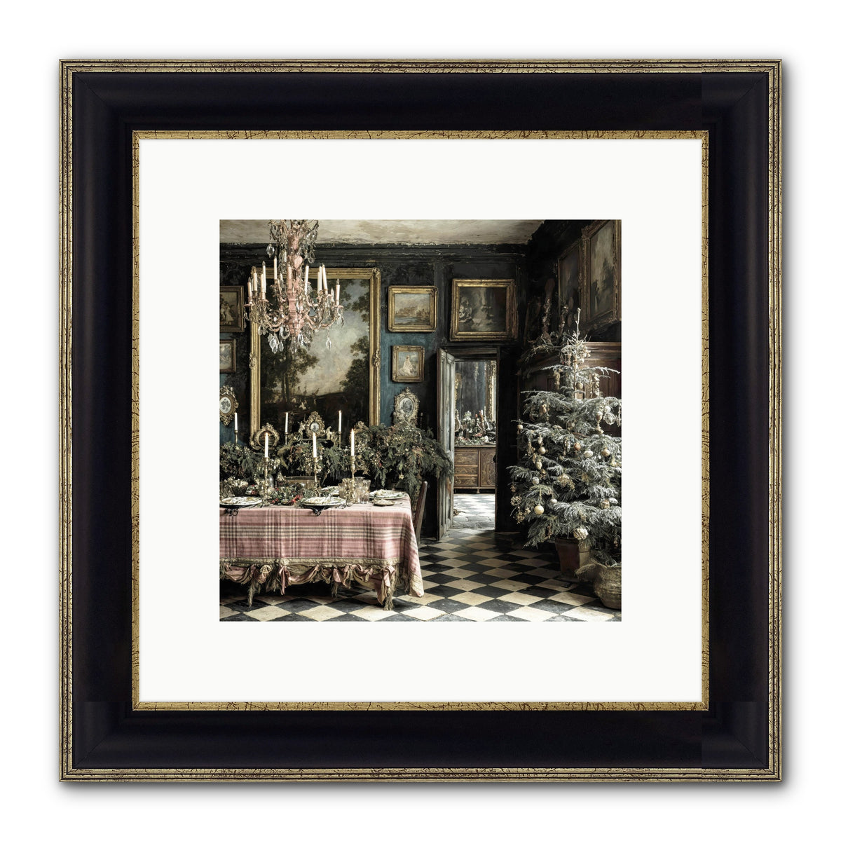 The Frost-Kissed Reverie Framed Print - Black & Gold 10x10