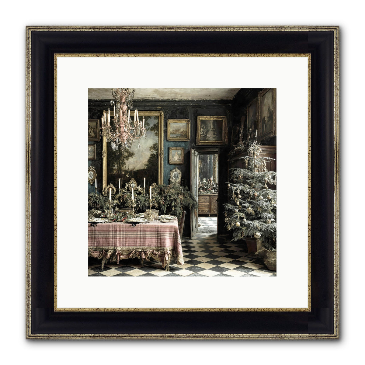The Frost-Kissed Reverie Framed Print - Black & Gold 12x12