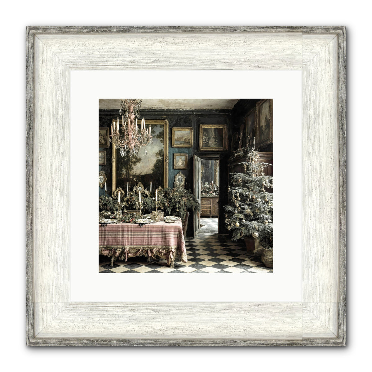 The Frost-Kissed Reverie Framed Print - Driftwood White 12x12