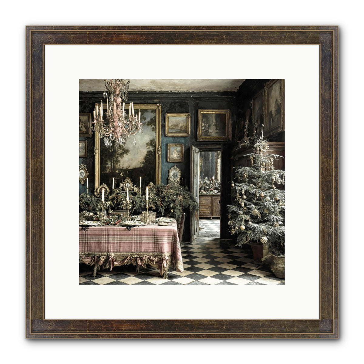 The Frost-Kissed Reverie Framed Print - Slimwoods Black/Gold 12x12