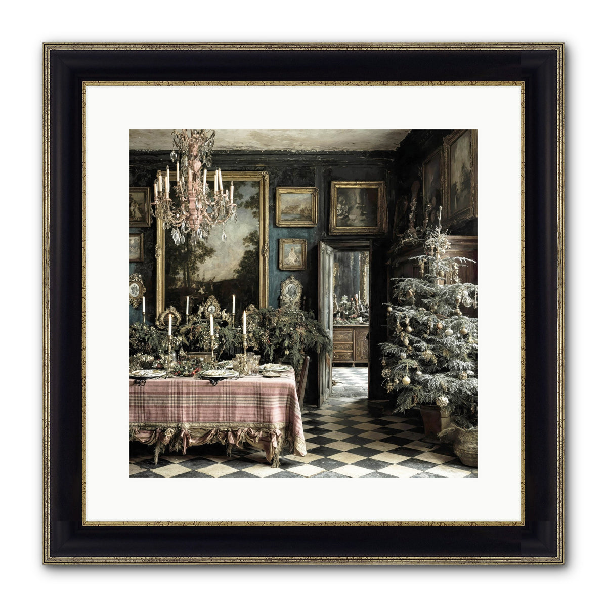 The Frost-Kissed Reverie Framed Print - Black & Gold 16x16