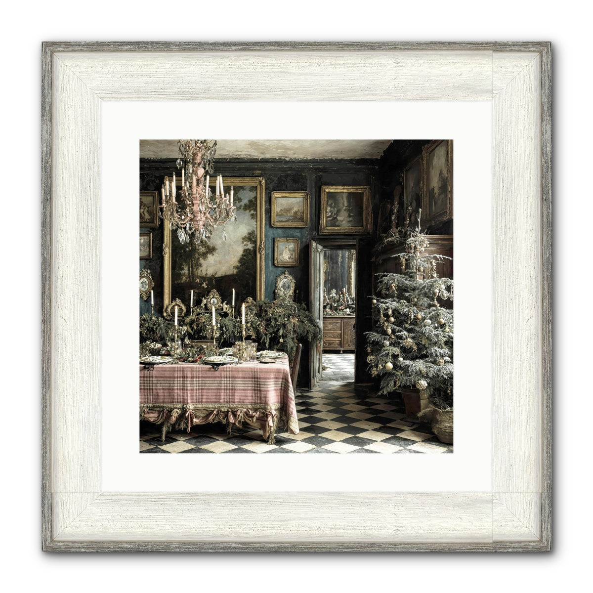 The Frost-Kissed Reverie Framed Print - Driftwood White 16x16