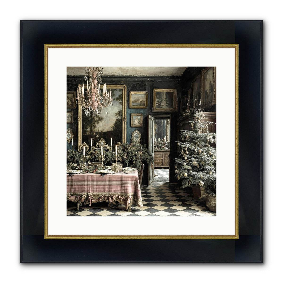 The Frost-Kissed Reverie Framed Print - Wide Black w/Gold 16x16