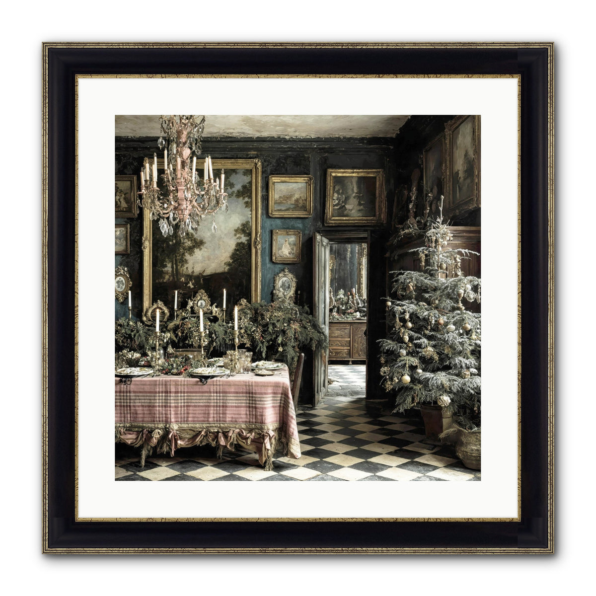 The Frost-Kissed Reverie Framed Print - Black & Gold 20x20