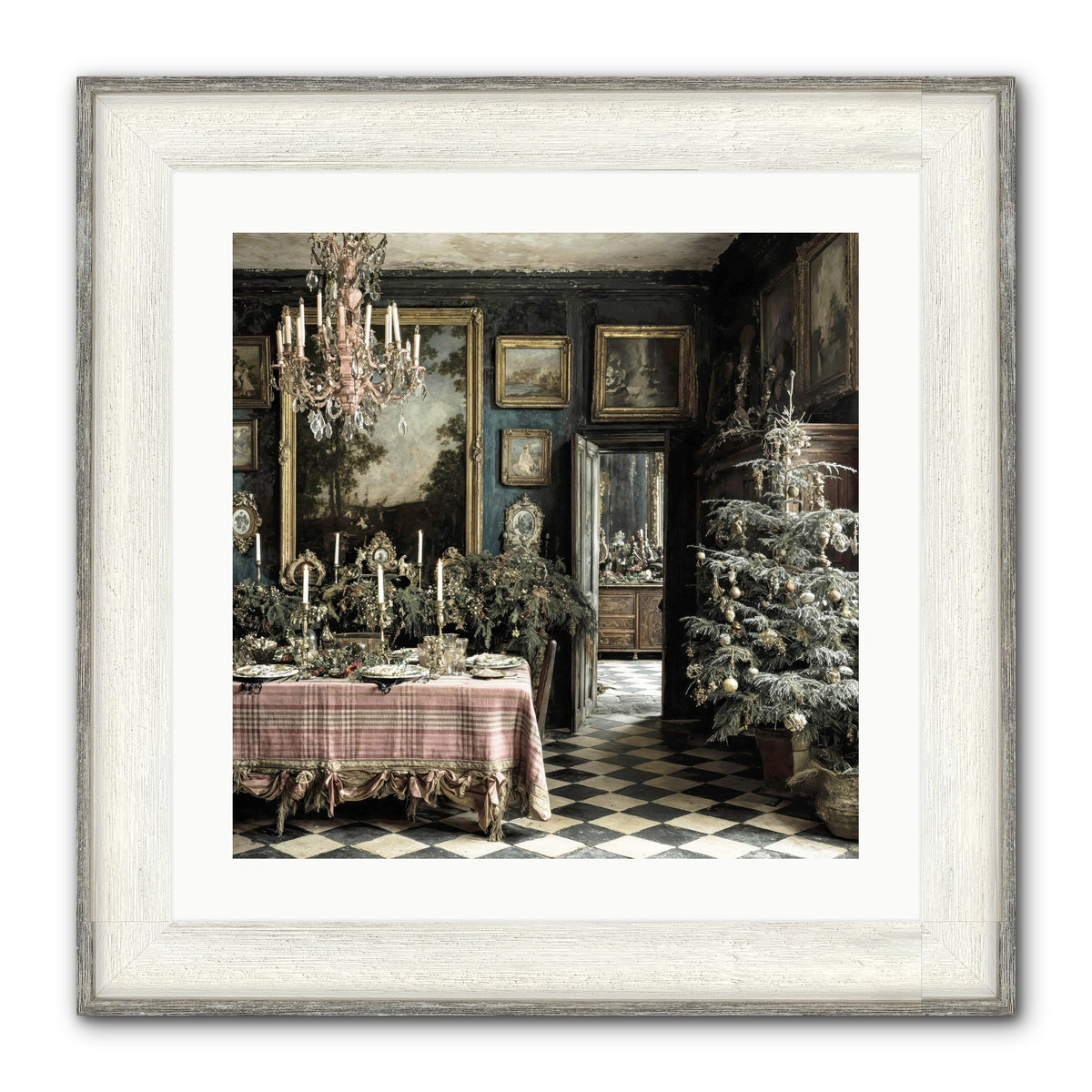 The Frost-Kissed Reverie Framed Print - Driftwood White 20x20