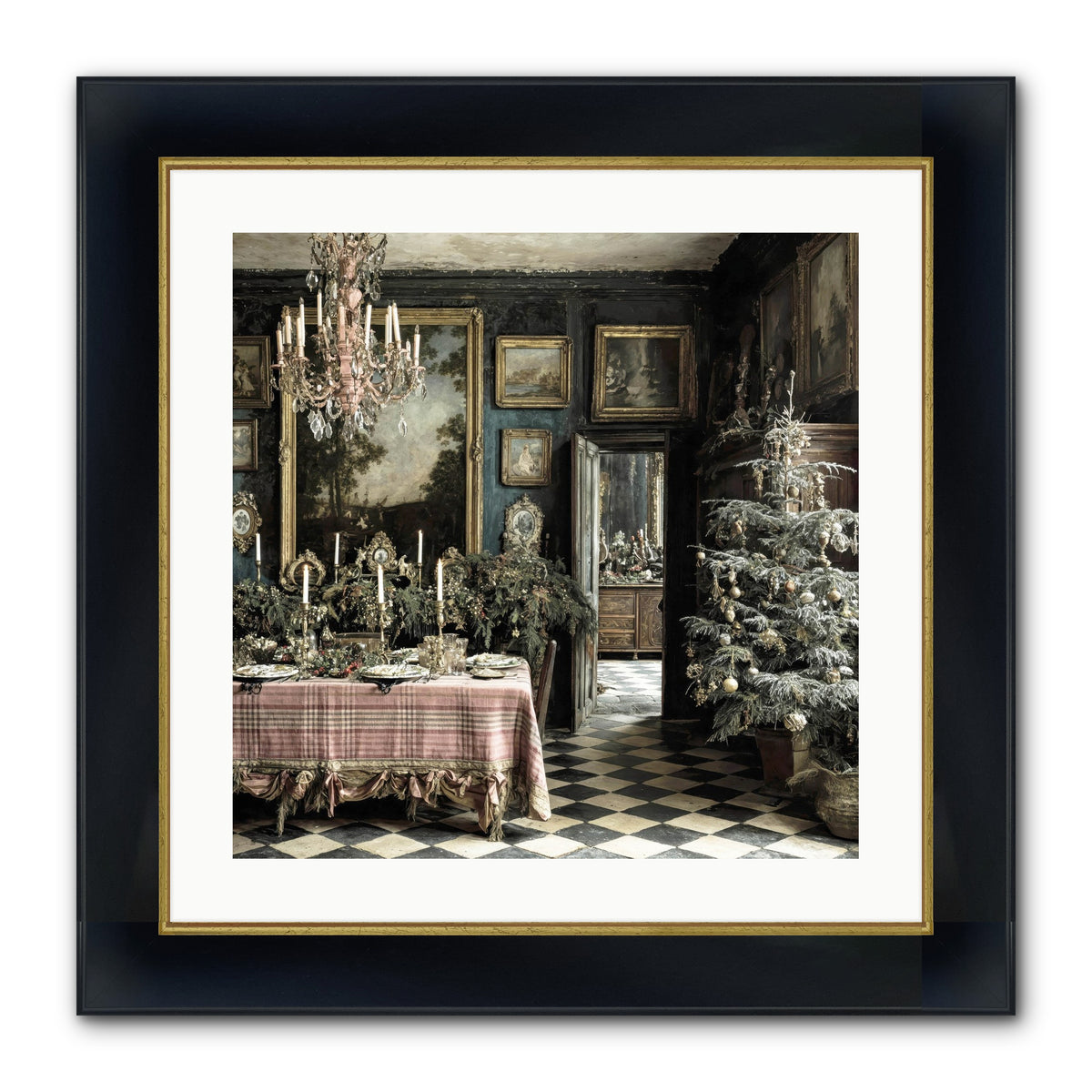 The Frost-Kissed Reverie Framed Print - Wide Black w/Gold 20x20