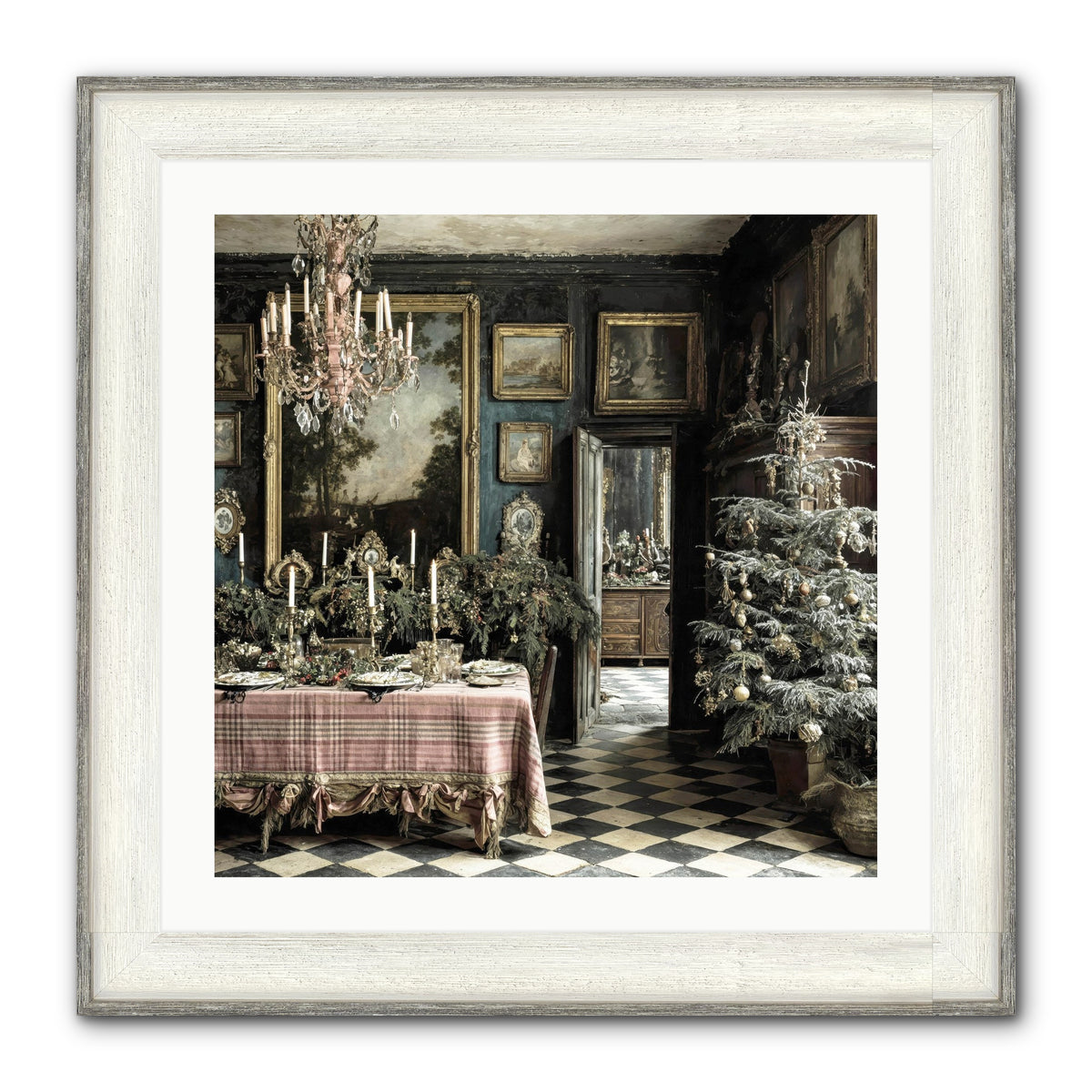 The Frost-Kissed Reverie Framed Print - Driftwood White 24x24