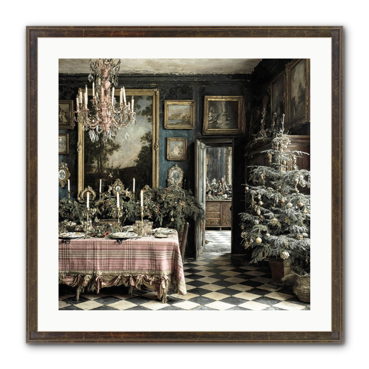 The Frost-Kissed Reverie Framed Print - Slimwoods Black/Gold 24x24