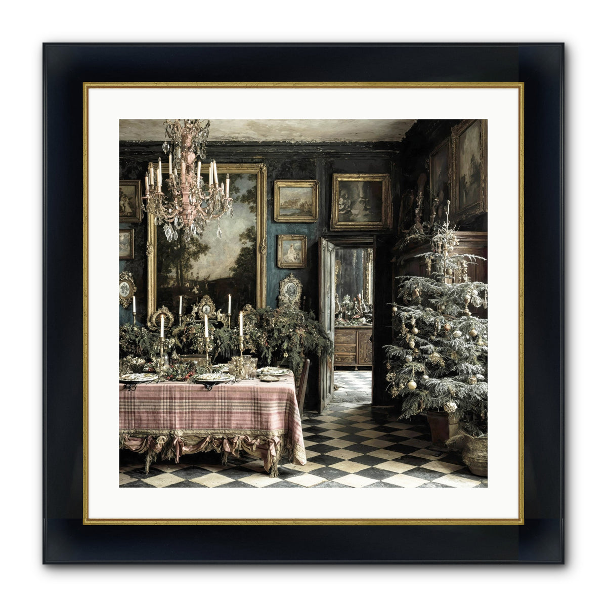 The Frost-Kissed Reverie Framed Print - Wide Black w/Gold 24x24