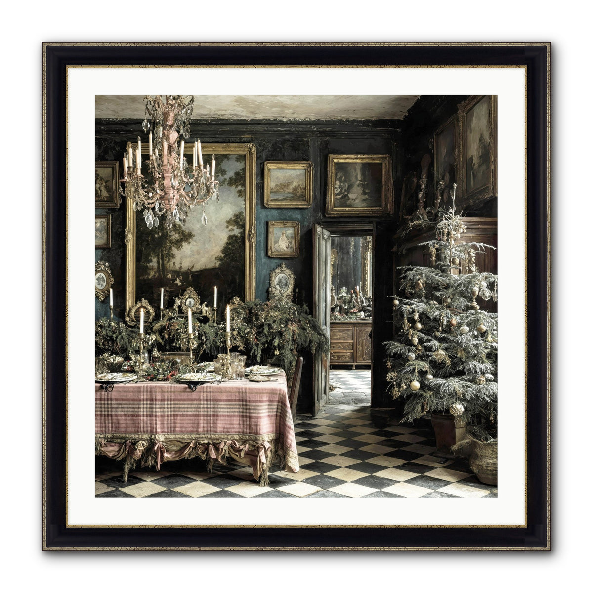 The Frost-Kissed Reverie Framed Print - Black & Gold 30x30