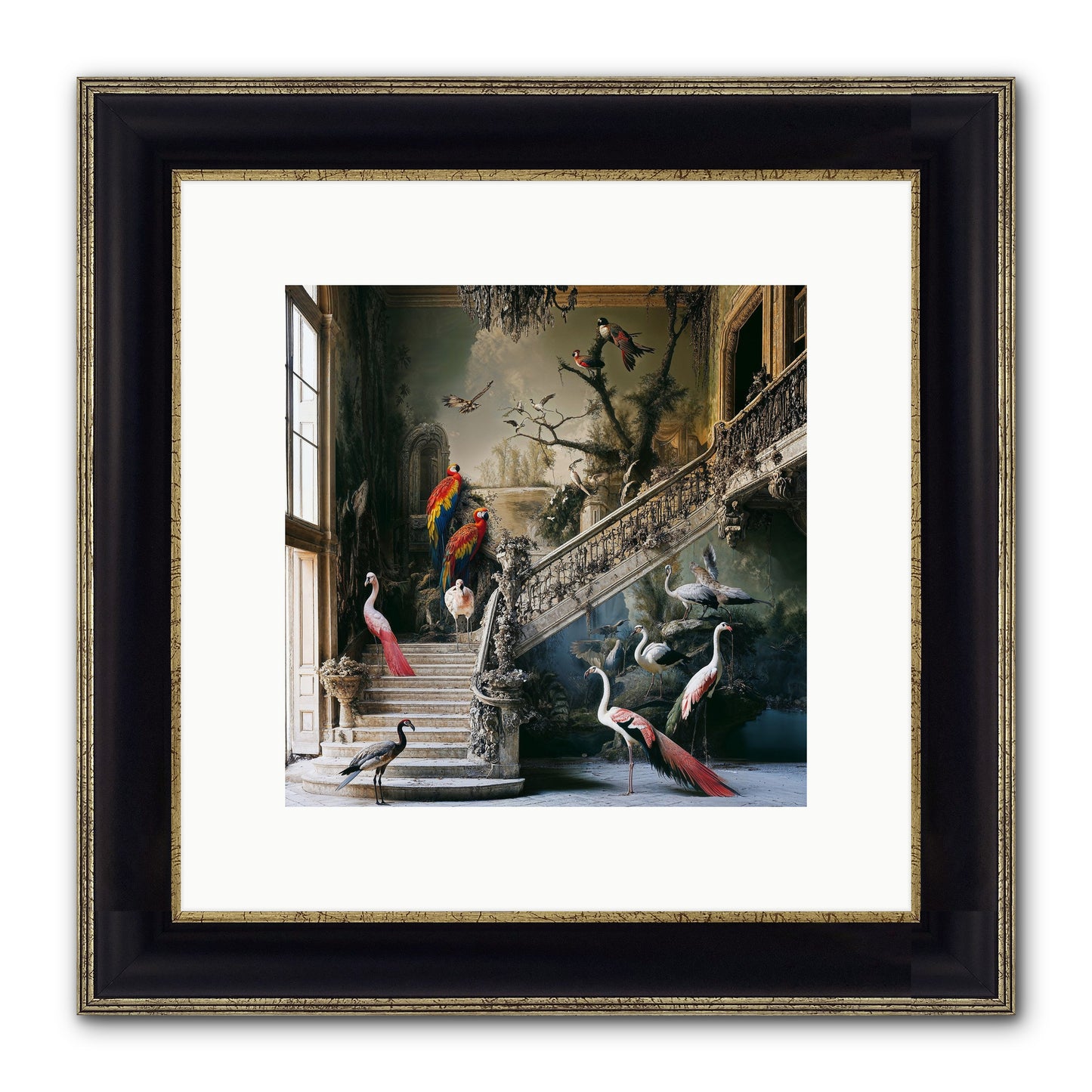 The Garden Party Framed Print - Black & Gold 10x10