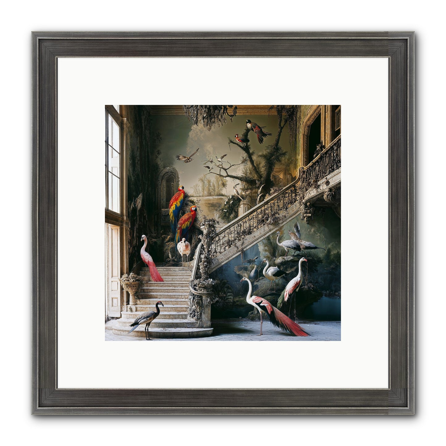 The Garden Party Framed Print - Slimwoods Black/Silver 10x10