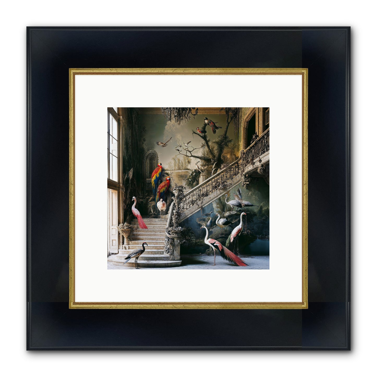 The Garden Party Framed Print - Wide Black w/Gold 10x10