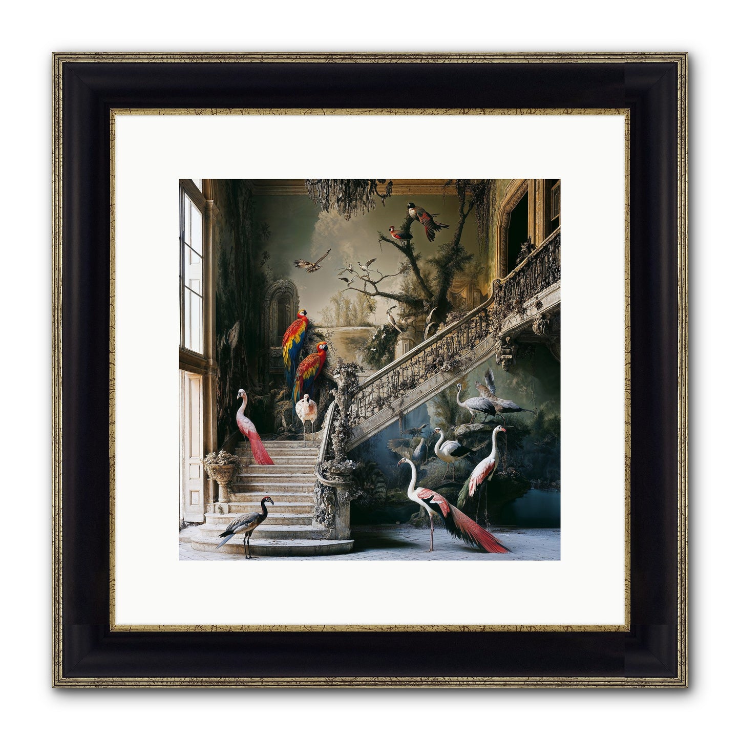 The Garden Party Framed Print - Black & Gold 12x12