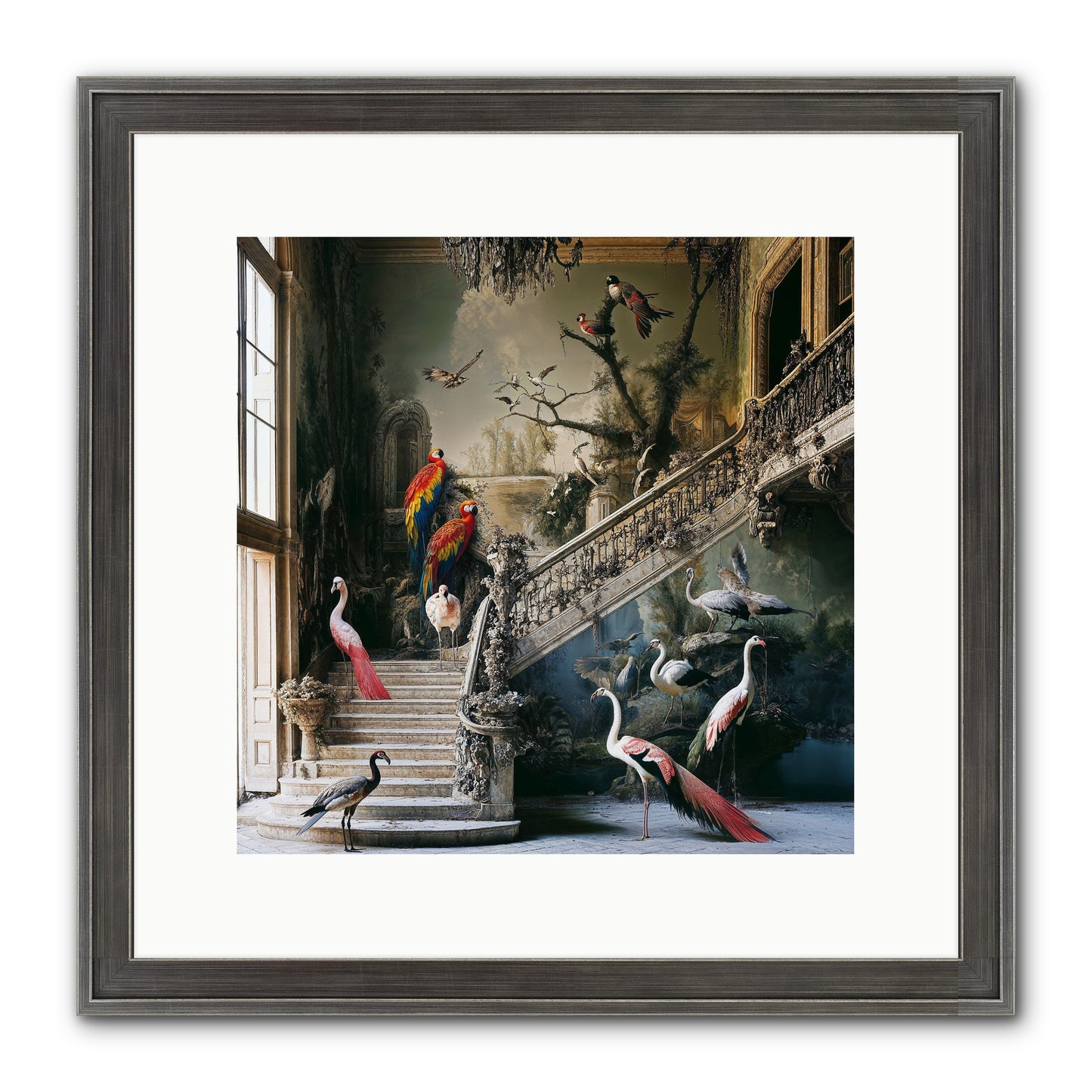The Garden Party Framed Print - Slimwoods Black/Silver 12x12