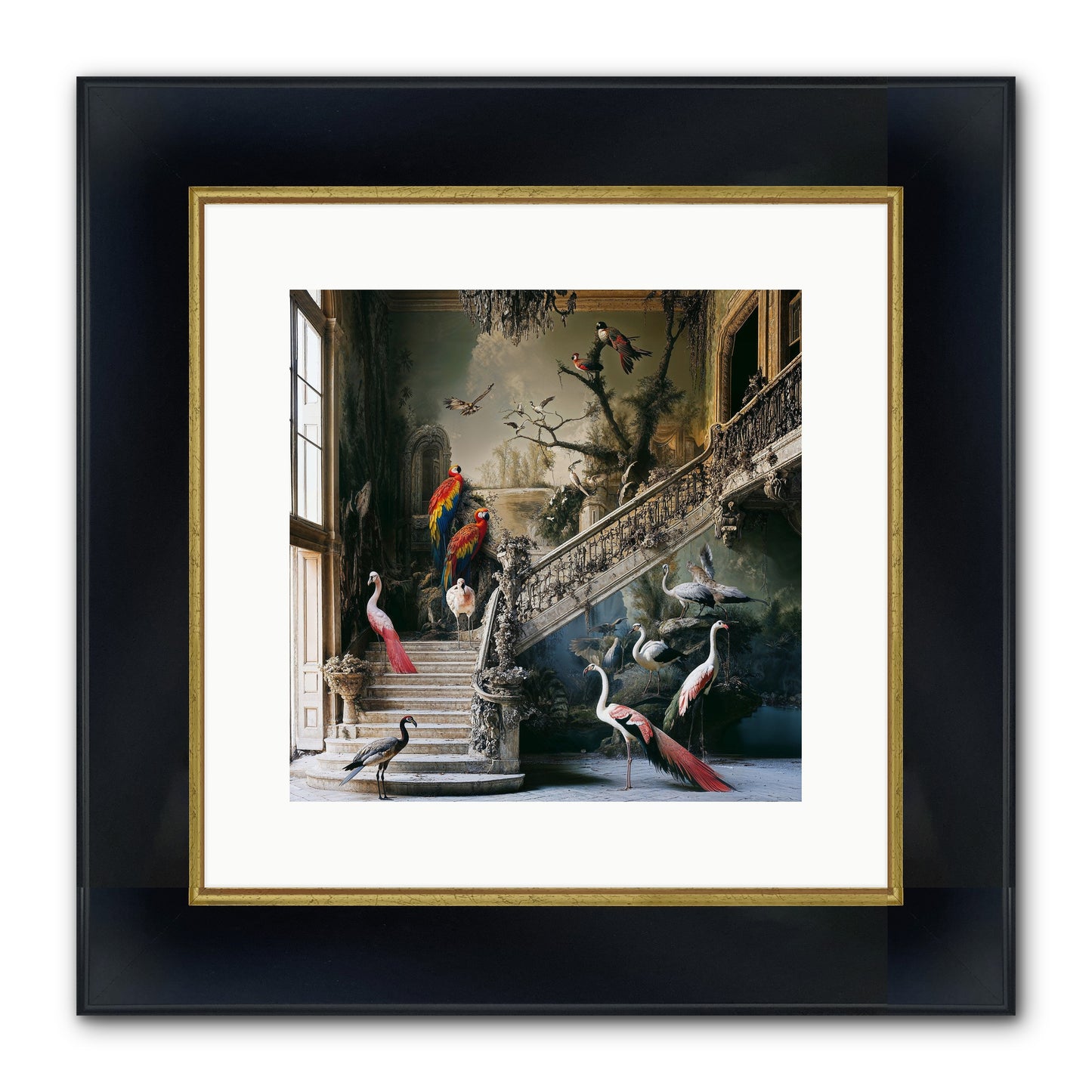 The Garden Party Framed Print - Wide Black w/Gold 12x12