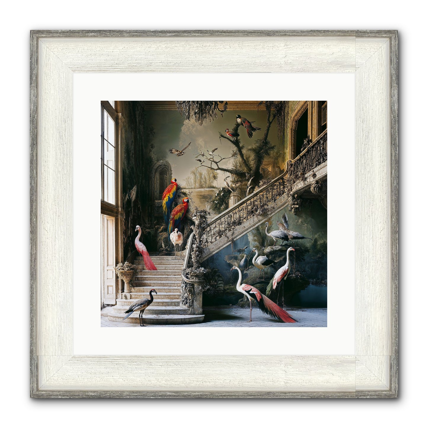 The Garden Party Framed Print - Driftwood White 16x16