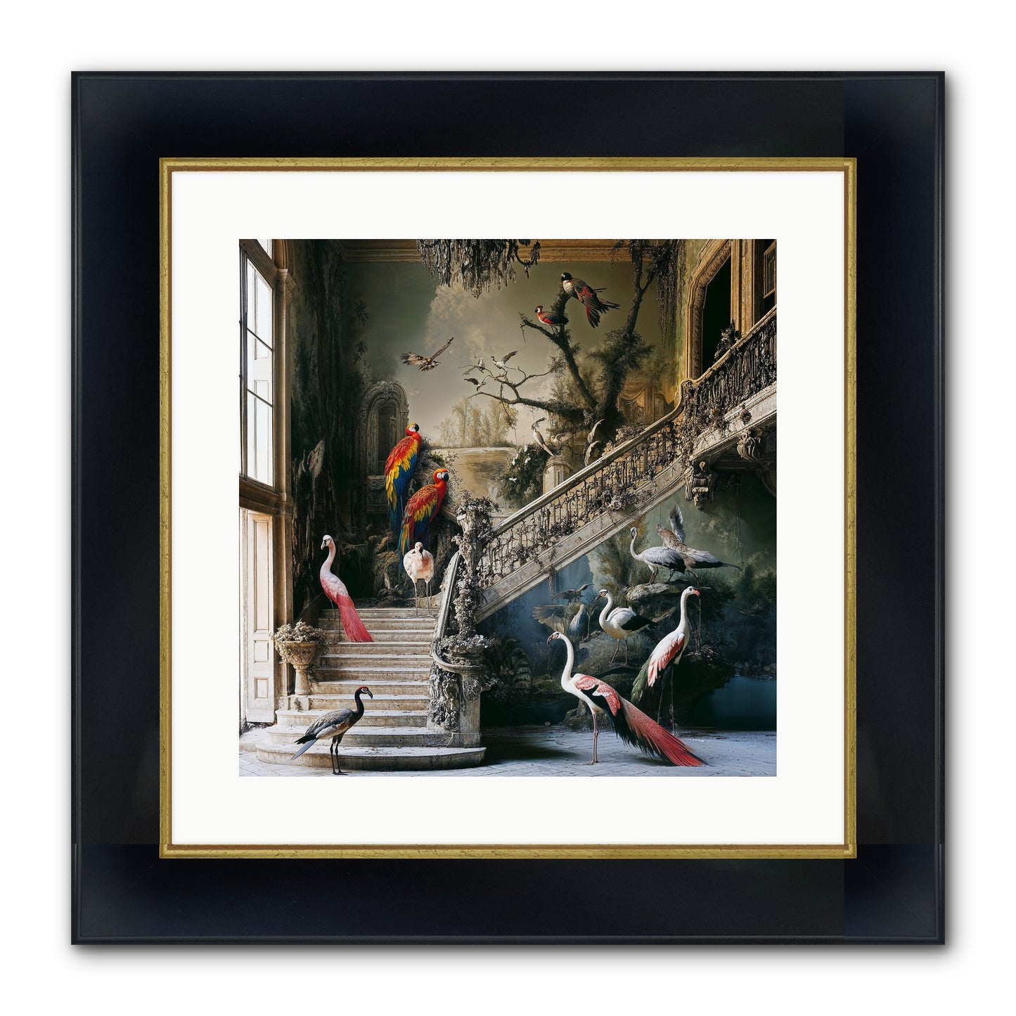 The Garden Party Framed Print - Wide Black w/Gold 16x16