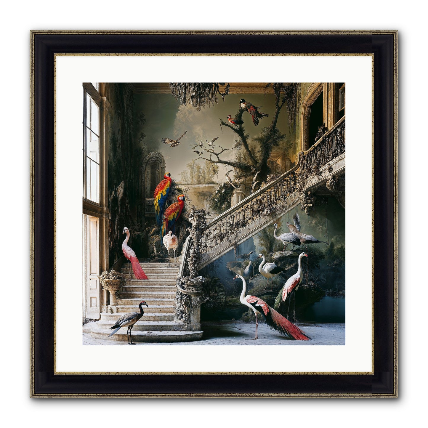 The Garden Party Framed Print - Black & Gold 20x20