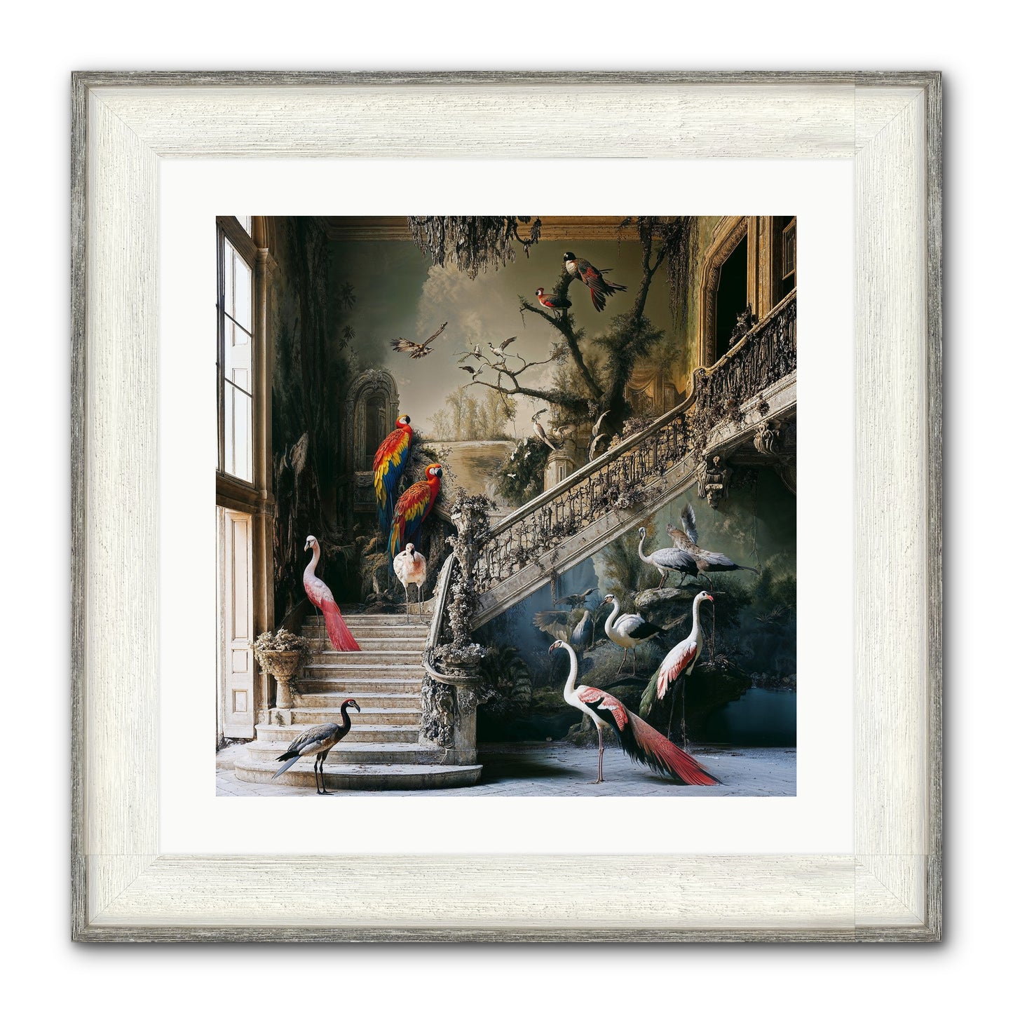 The Garden Party Framed Print - Driftwood White 20x20