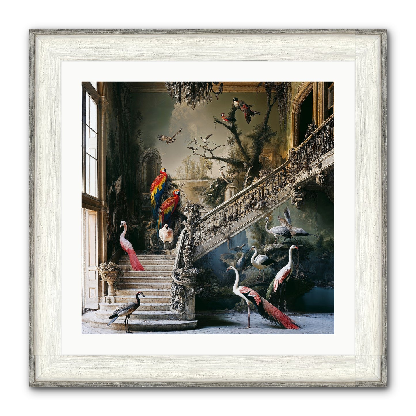 The Garden Party Framed Print - Driftwood White 24x24