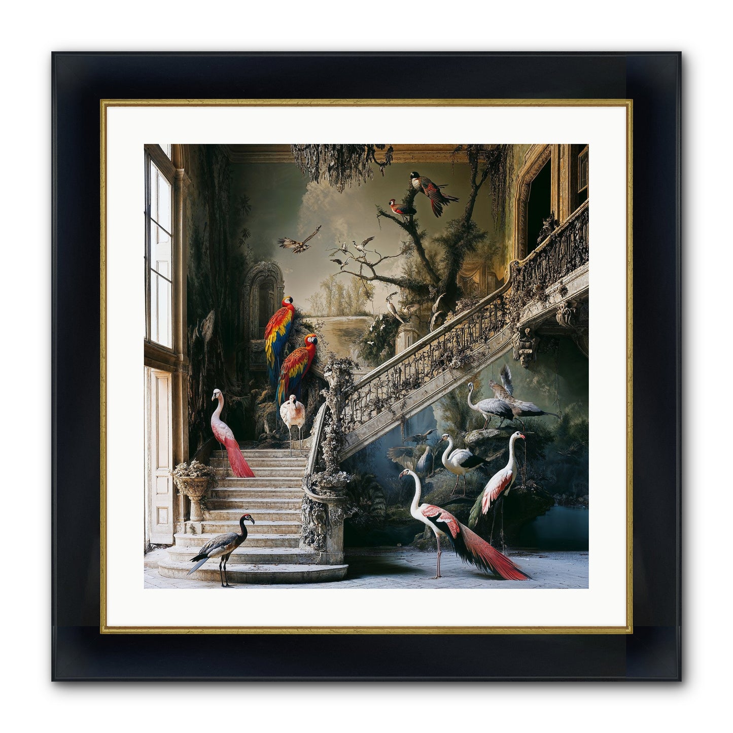 The Garden Party Framed Print - Wide Black w/Gold 24x24