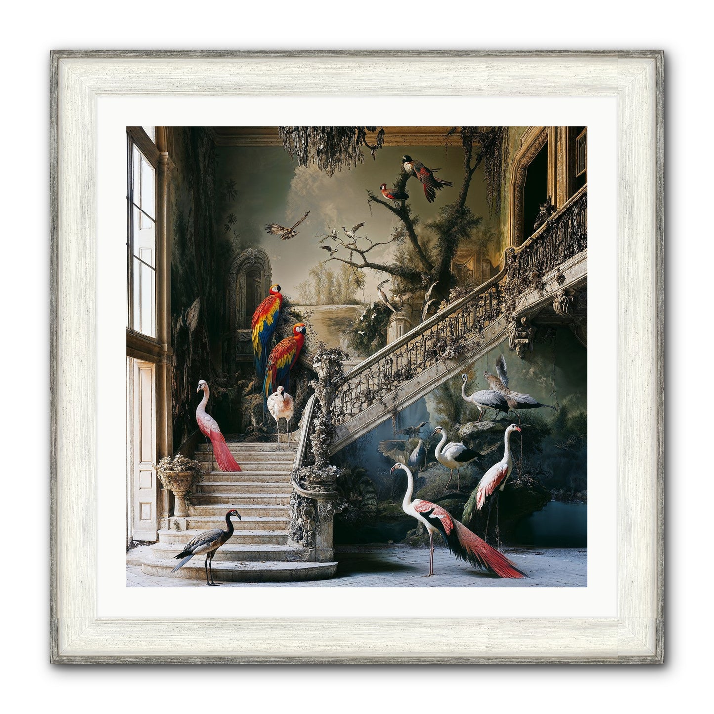 The Garden Party Framed Print - Driftwood White 30x30