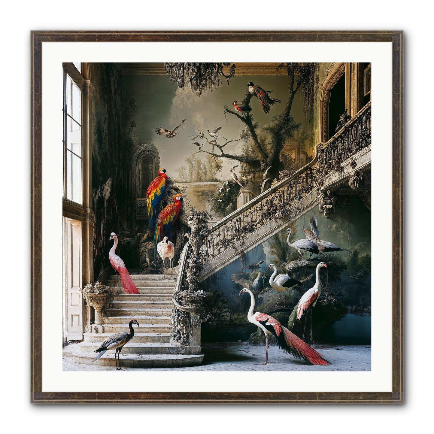 The Garden Party Framed Print - Slimwoods Black/Gold 30x30
