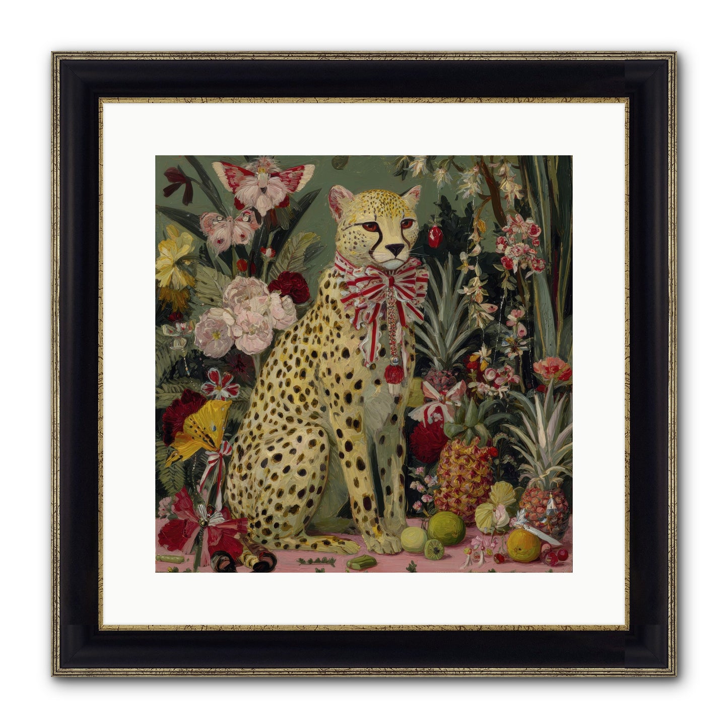 The Garden’s Quiet Spell Framed Print - Black & Gold 16x16