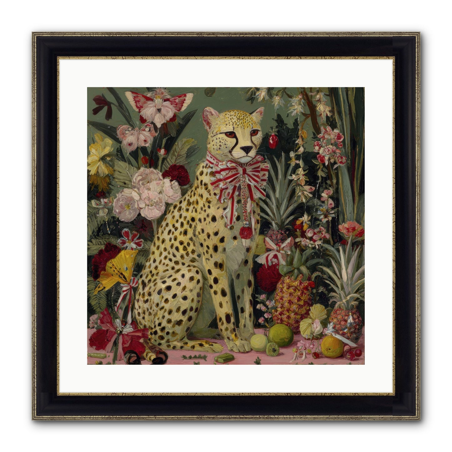 The Garden’s Quiet Spell Framed Print - Black & Gold 20x20