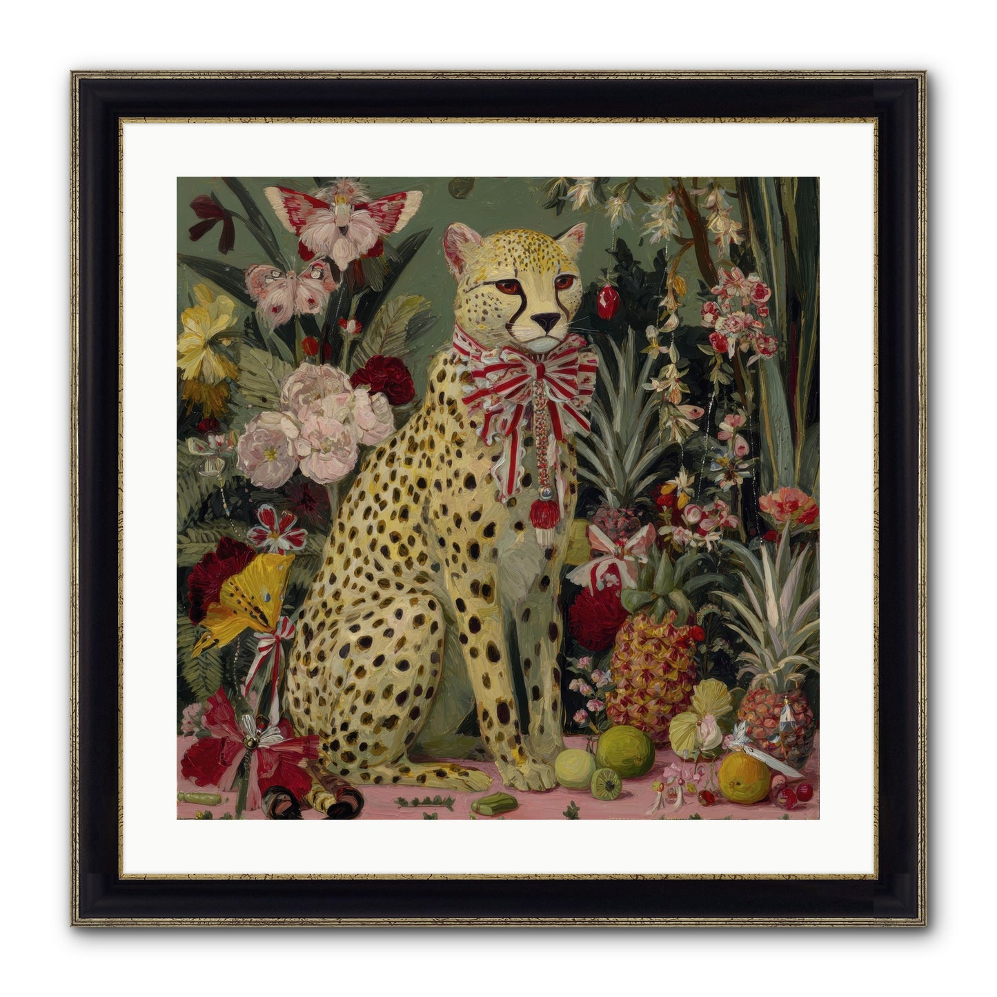 The Garden’s Quiet Spell Framed Print - Black & Gold 24x24