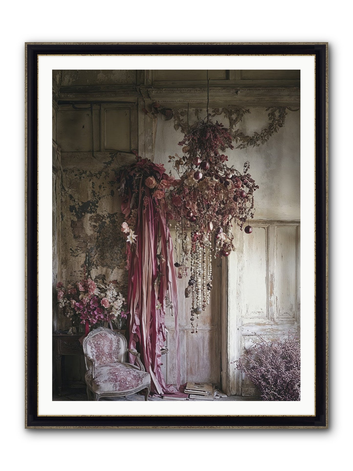 The Garden Slept Framed Print - Black & Gold 36x48