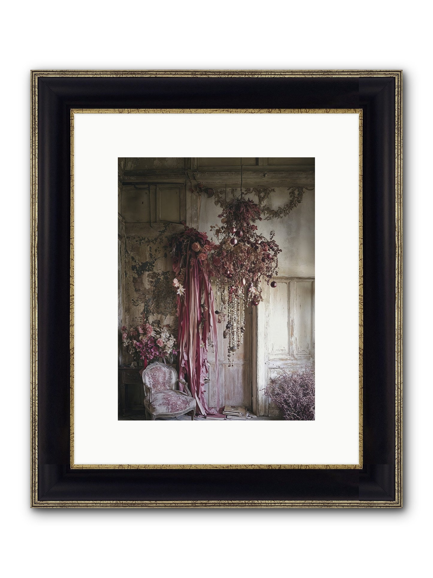 The Garden Slept Framed Print - Black & Gold 9x12