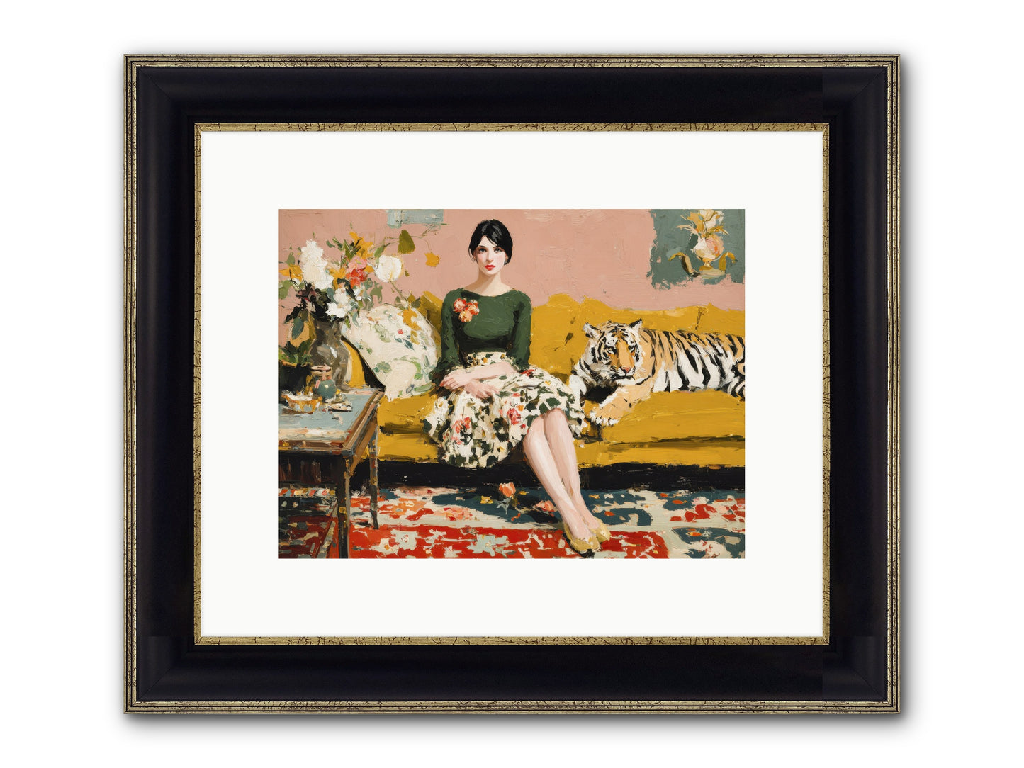 The Gilded Cursive Framed Print - Black & Gold 12x9