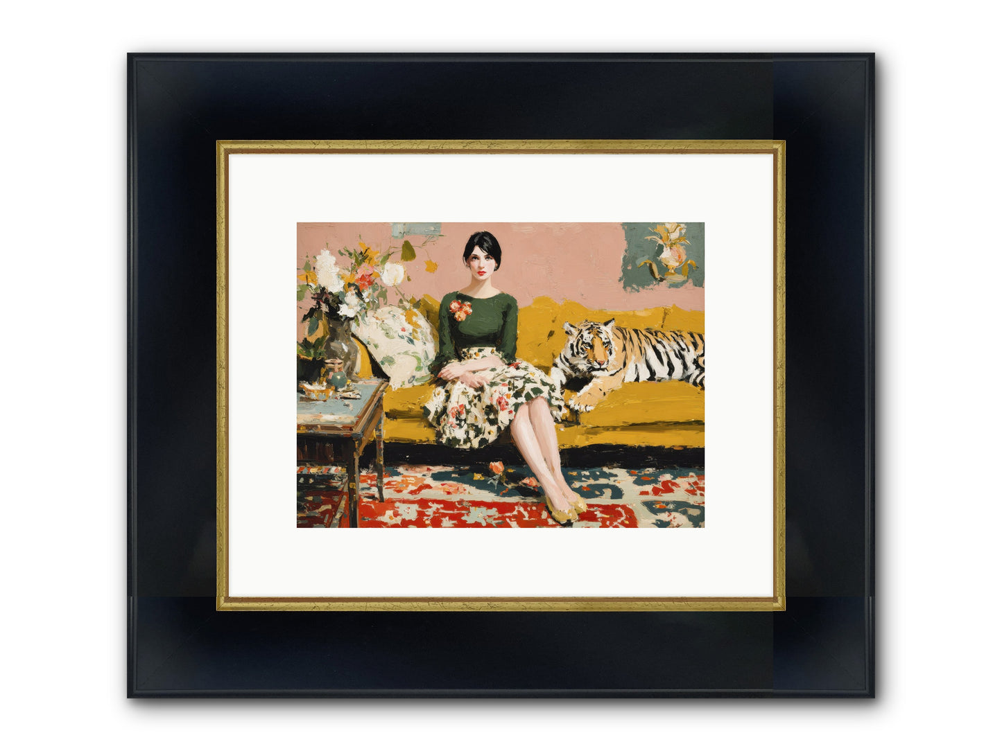 The Gilded Cursive Framed Print - Wide Black w/Gold 12x9