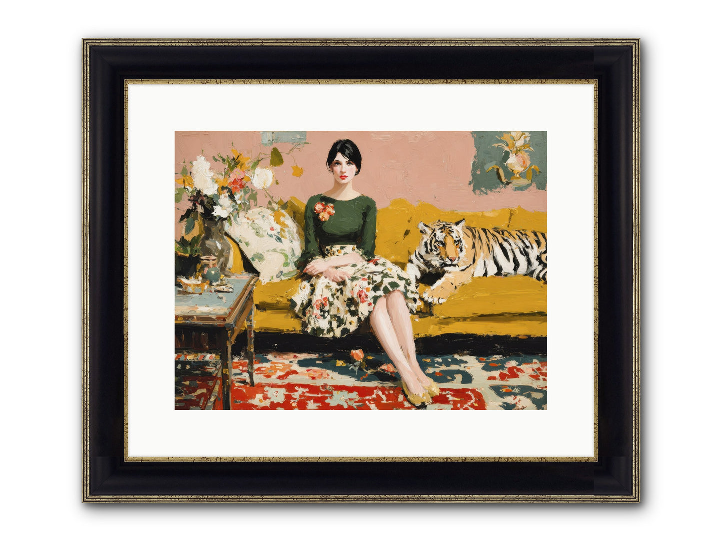 The Gilded Cursive Framed Print - Black & Gold 16x12
